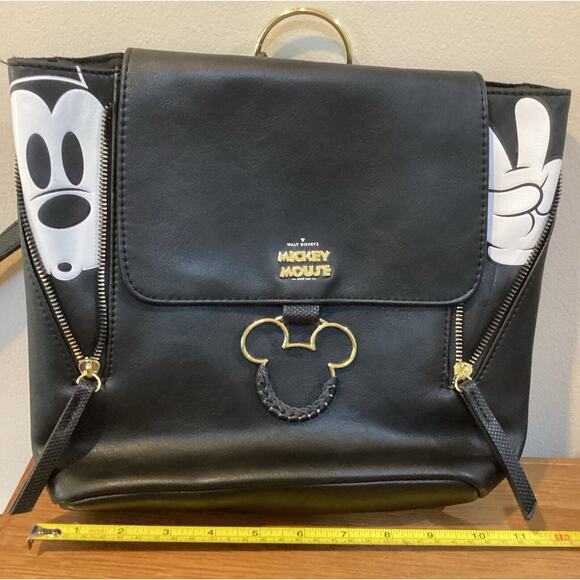 Disney Mickey Mouse 90th Anniversary Black Bioworld Mini Backpack EUC - Picture 7 of 11